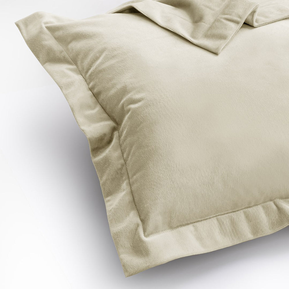 Set 2 huse perne decorative din catifea cu tiv, Velvet, 220 g/m2, Crem