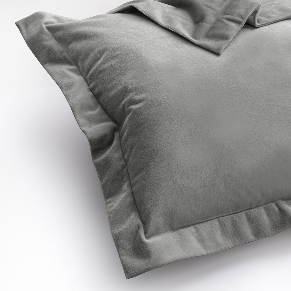Set 2 huse perne decorative din catifea cu tiv, Velvet, 220 g/m2, Gri