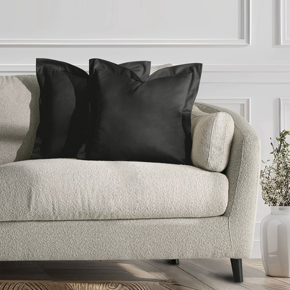 Set 2 huse perne decorative din catifea cu tiv, Velvet, 220 g/m2, Gri inchis
