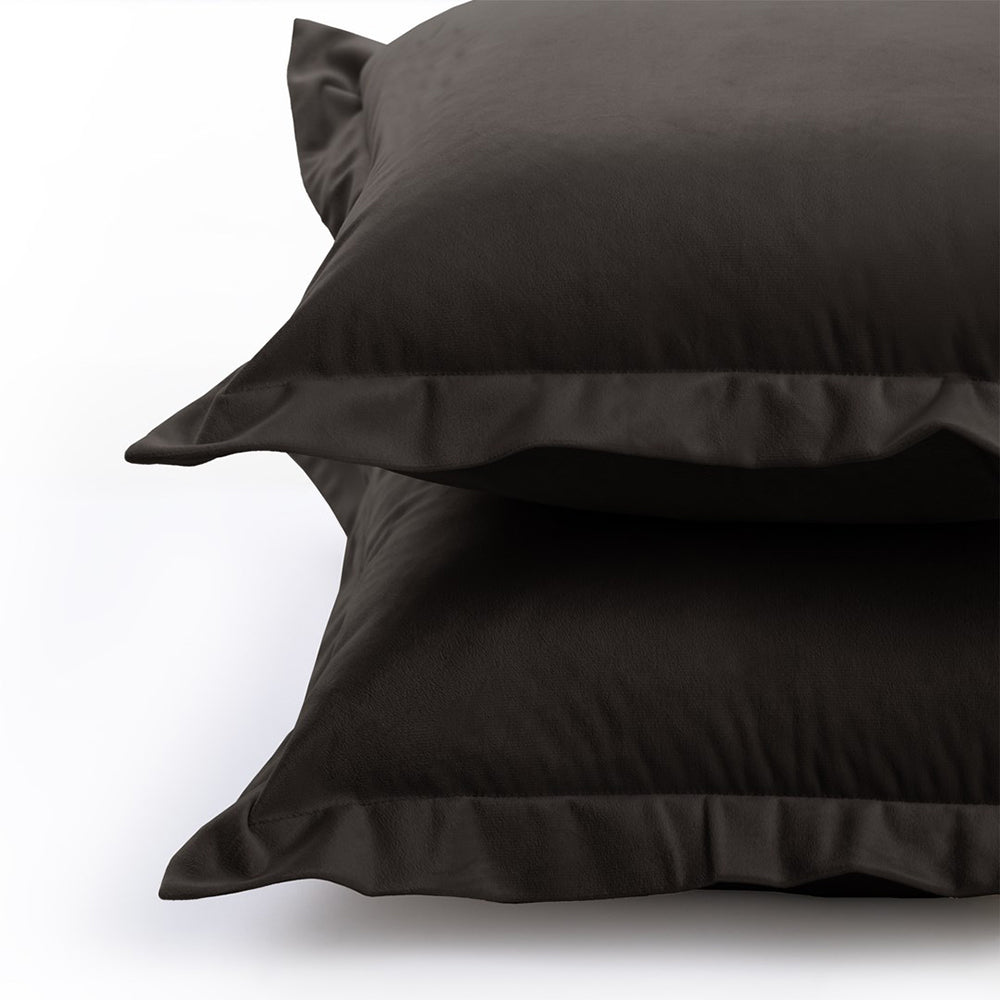 Set 2 huse perne decorative din catifea cu tiv, Velvet, 220 g/m2, Maro