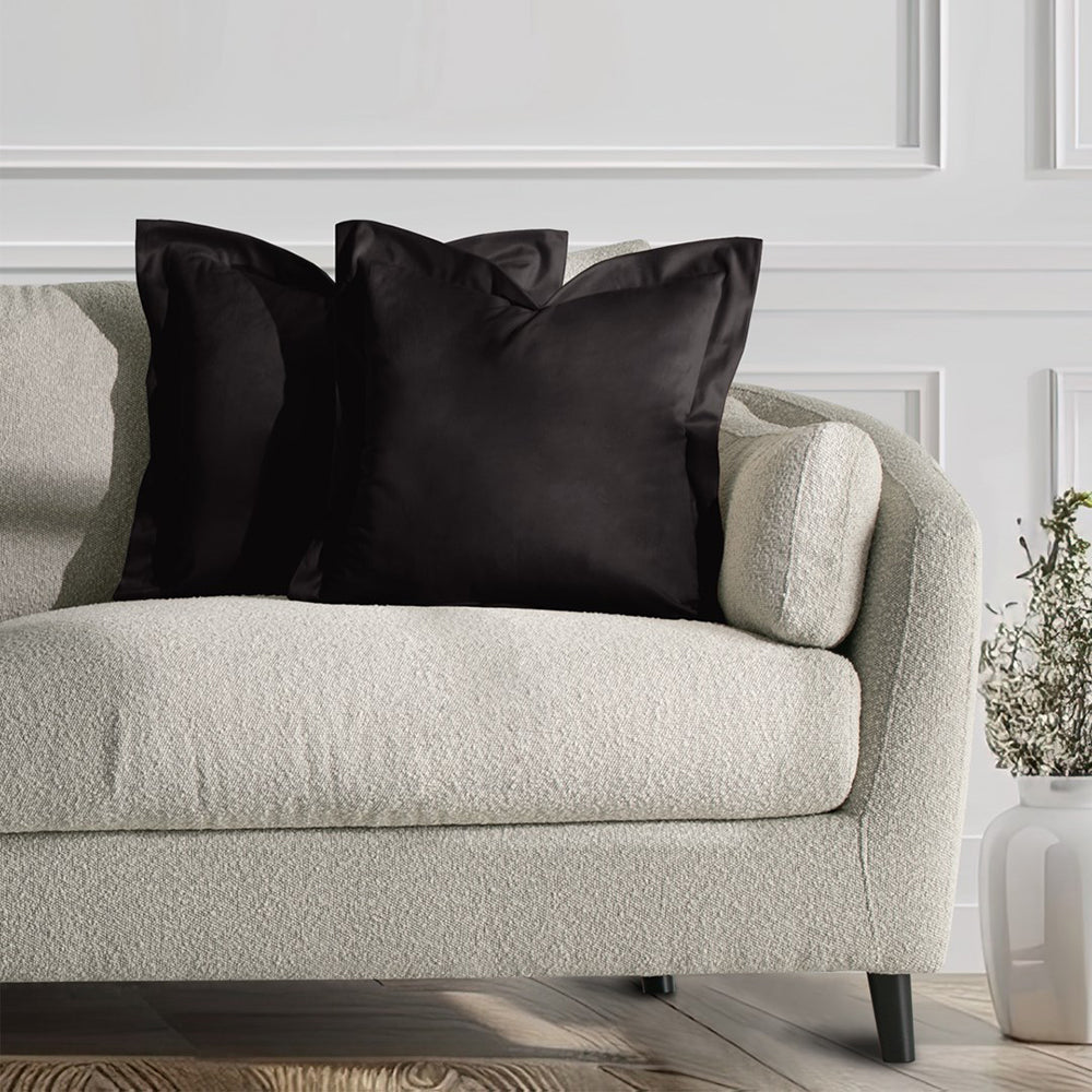 Set 2 huse perne decorative din catifea cu tiv, Velvet, 220 g/m2, Negru