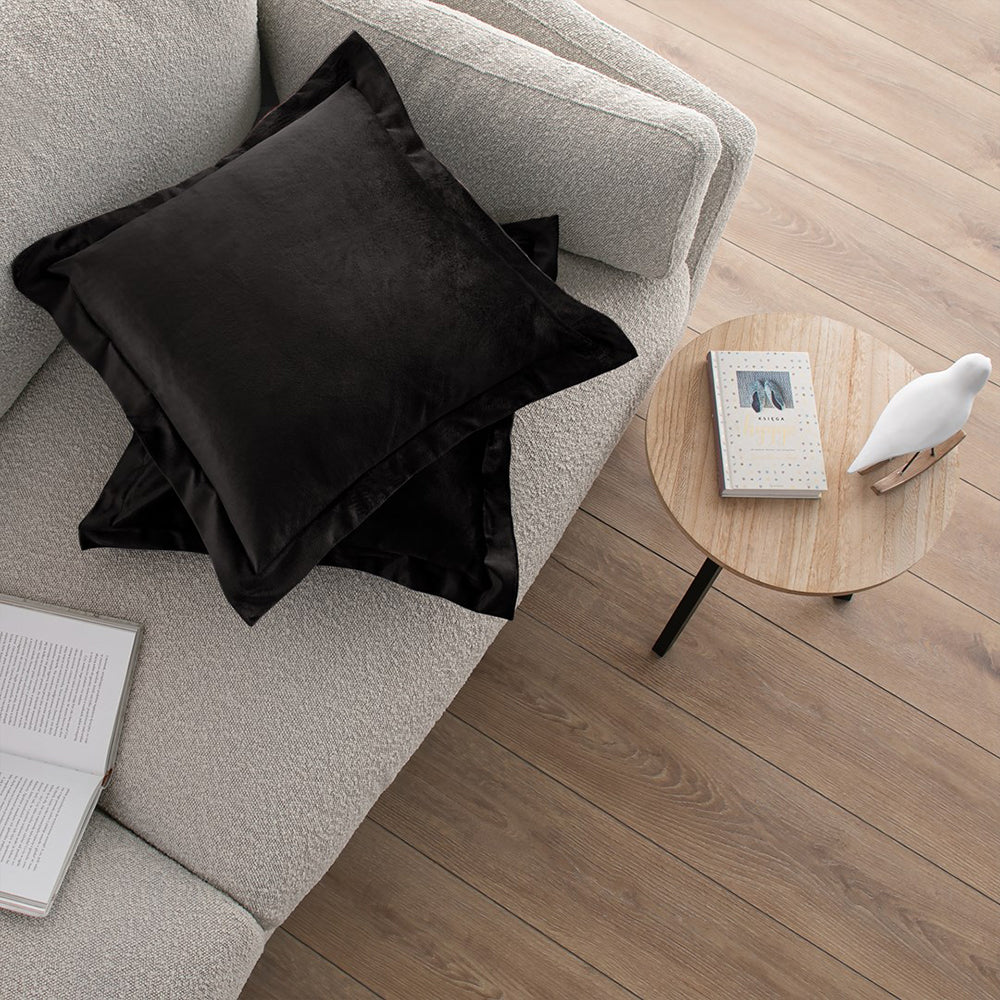 Set 2 huse perne decorative din catifea cu tiv, Velvet, 220 g/m2, Negru
