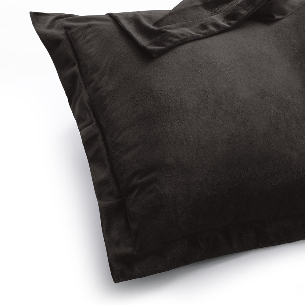 Set 2 huse perne decorative din catifea cu tiv, Velvet, 220 g/m2, Negru