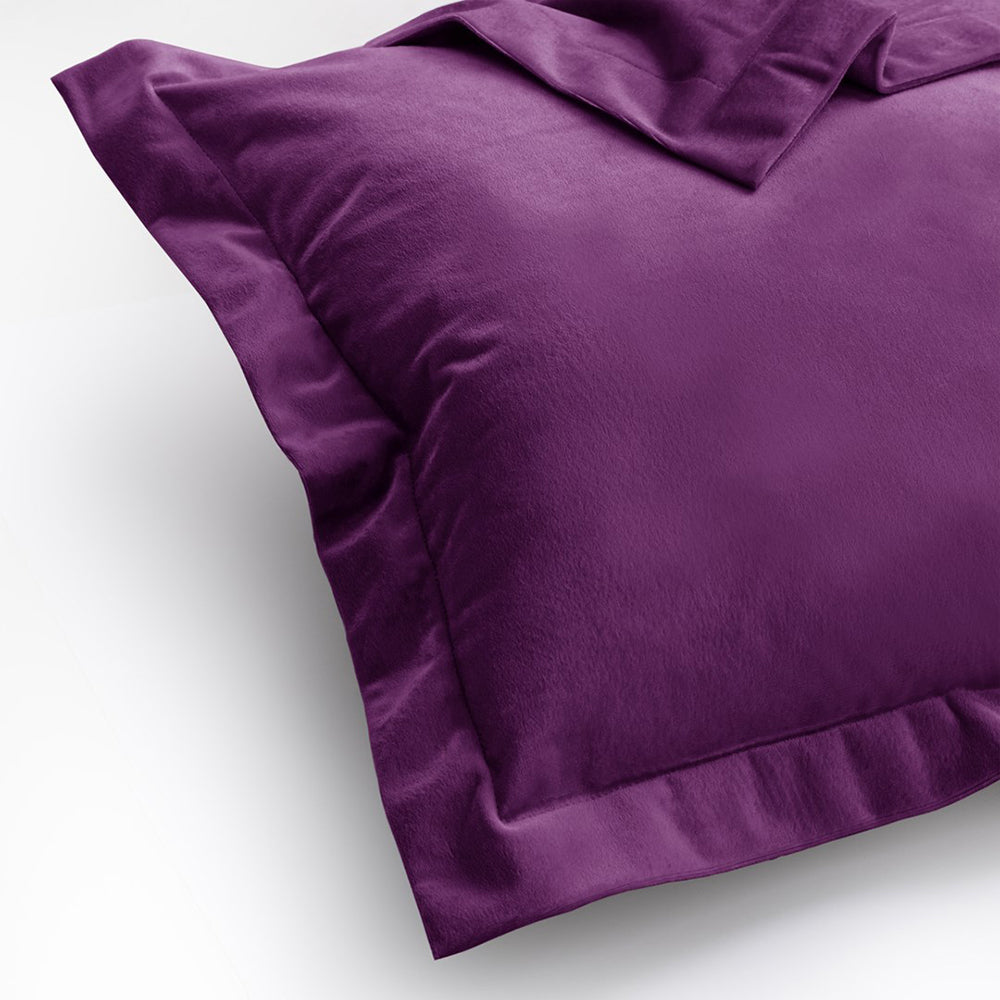 Set 2 huse perne decorative din catifea cu tiv, Velvet, 220 g/m2, Pruna