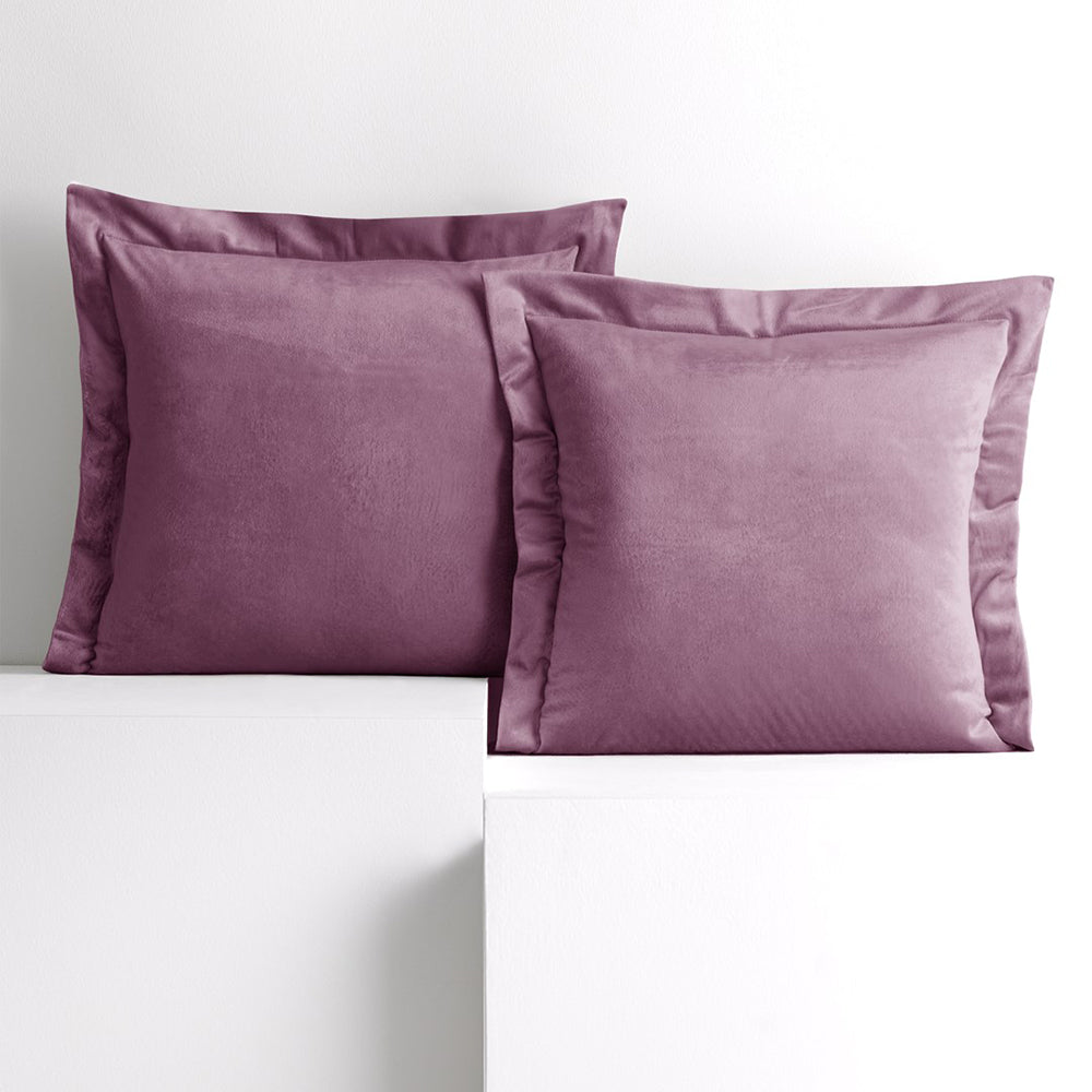 Set 2 huse perne decorative din catifea cu tiv, Velvet, 220 g/m2, Roz