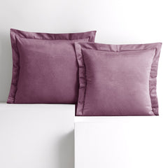 Set 2 huse perne decorative din catifea cu tiv, Velvet, 220 g/m2, Roz