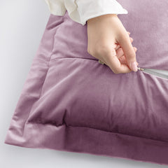 Set 2 huse perne decorative din catifea cu tiv, Velvet, 220 g/m2, Roz