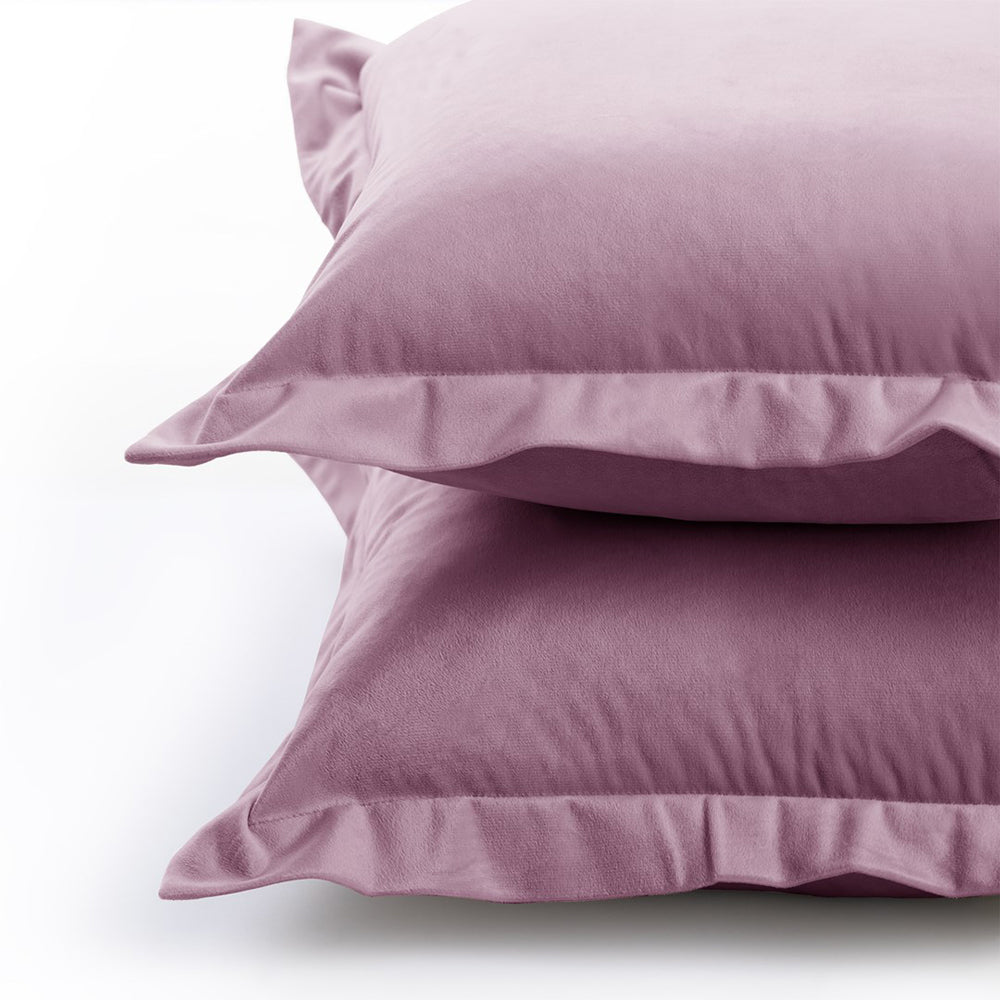Set 2 huse perne decorative din catifea cu tiv, Velvet, 220 g/m2, Roz