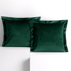 Set 2 huse perne decorative din catifea cu tiv, Velvet, 220 g/m2, Verde