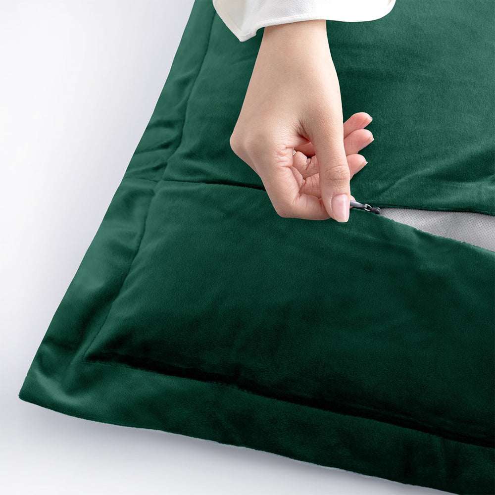 Set 2 huse perne decorative din catifea cu tiv, Velvet, 220 g/m2, Verde