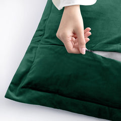 Set 2 huse perne decorative din catifea cu tiv, Velvet, 220 g/m2, Verde