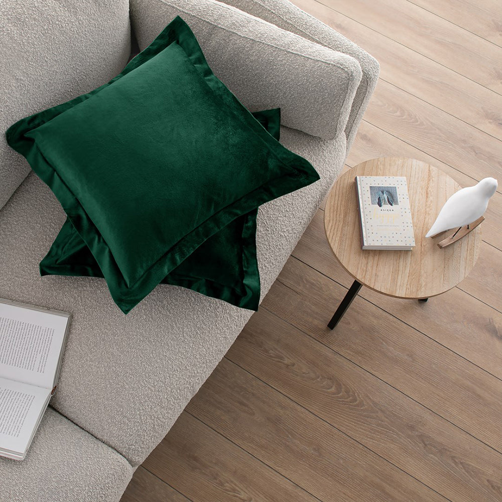 Set 2 huse perne decorative din catifea cu tiv, Velvet, 220 g/m2, Verde