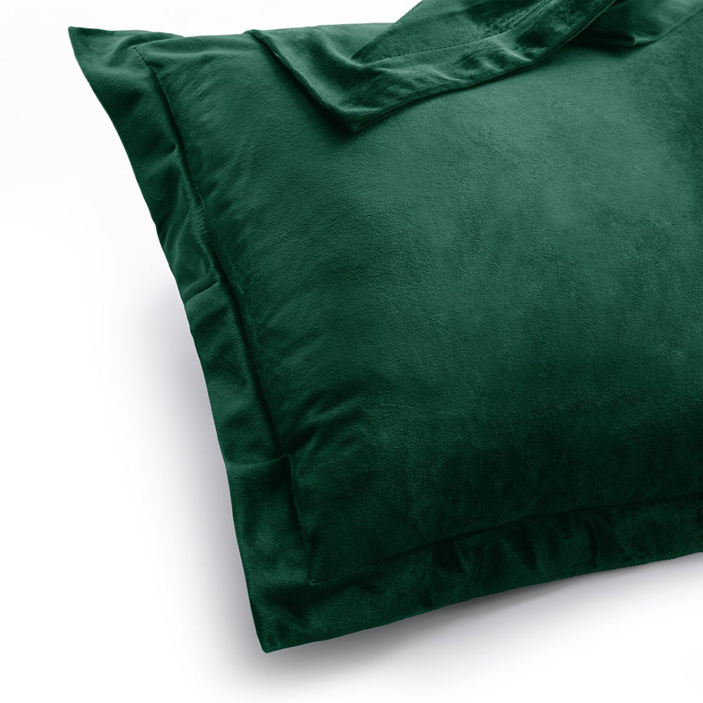 Set 2 huse perne decorative din catifea cu tiv, Velvet, 220 g/m2, Verde