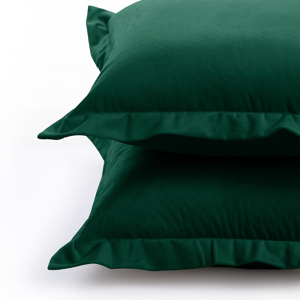 Set 2 huse perne decorative din catifea cu tiv, Velvet, 220 g/m2, Verde