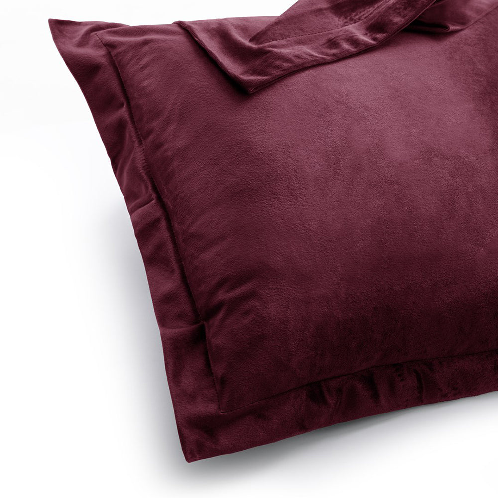 Set 2 huse perne decorative din catifea cu tiv, Velvet, 220 g/m2, Visiniu
