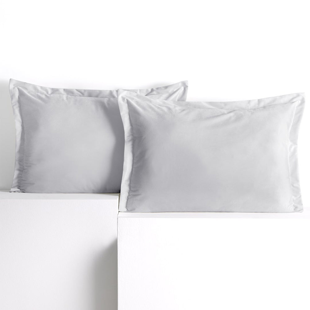 Set 2 huse perne decorative din catifea cu tiv, Velvet, 220 g/m2, Alb