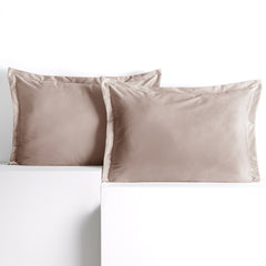 Set 2 huse perne decorative din catifea cu tiv, Velvet, 220 g/m2, Bej deschis