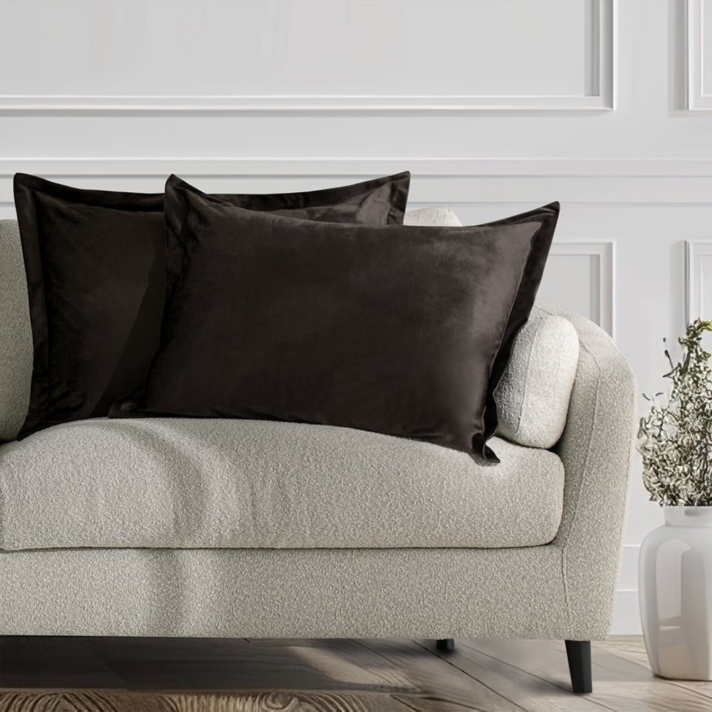 Set 2 huse perne decorative din catifea cu tiv, Velvet, 220 g/m2, Maro