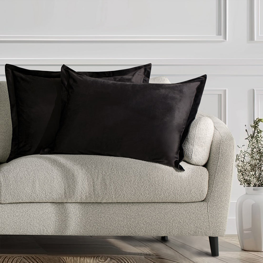 Set 2 huse perne decorative din catifea cu tiv, Velvet, 220 g/m2, Negru