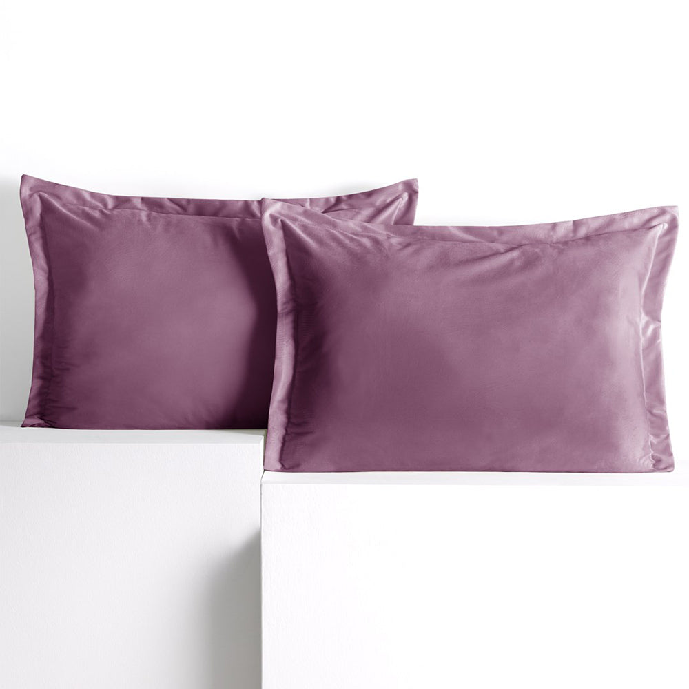 Set 2 huse perne decorative din catifea cu tiv, Velvet, 220 g/m2, Roz