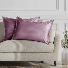 Set 2 huse perne decorative din catifea cu tiv, Velvet, 220 g/m2, Roz