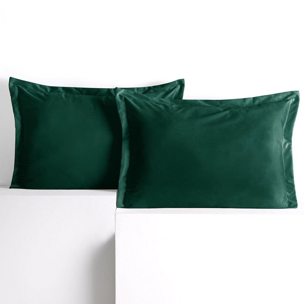 Set 2 huse perne decorative din catifea cu tiv, Velvet, 220 g/m2, Verde
