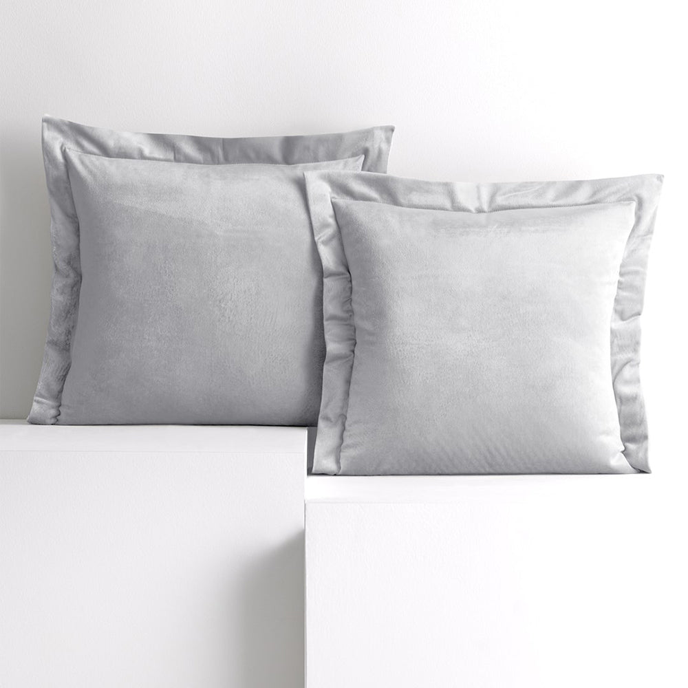 Set 2 huse perne decorative din catifea cu tiv, Velvet, 220 g/m2, Alb