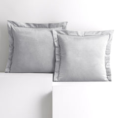 Set 2 huse perne decorative din catifea cu tiv, Velvet, 220 g/m2, Alb