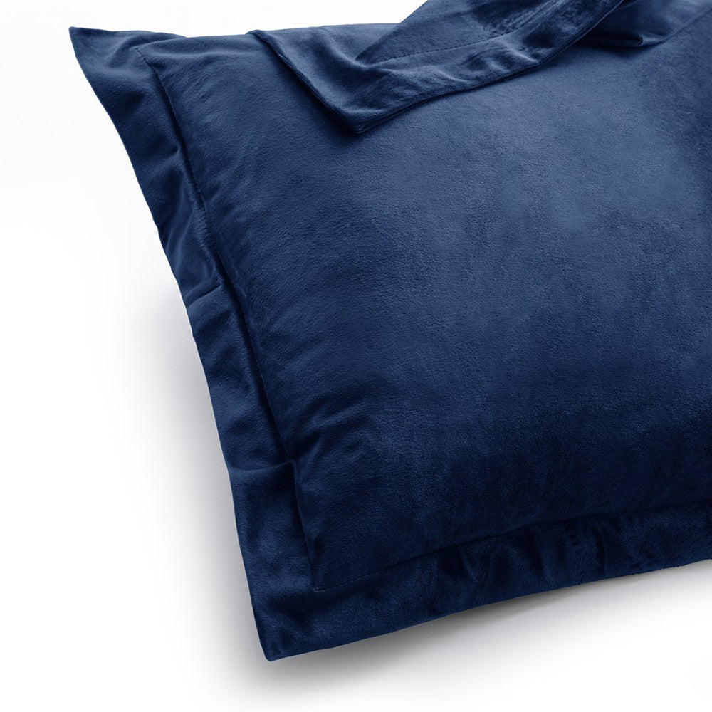 Set 2 huse perne decorative din catifea cu tiv, Velvet, 220 g/m2, Albastru