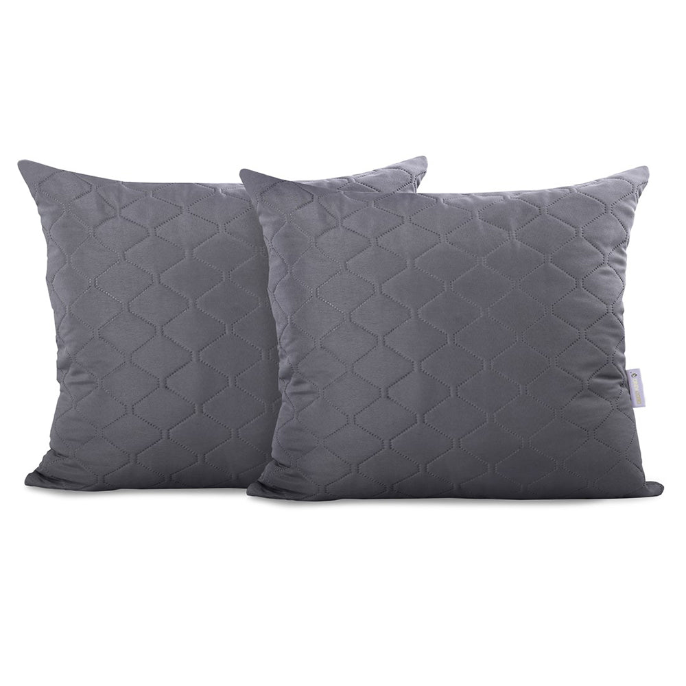 Set 2 huse perne decorative matlasate, Axel, 70 g/m2, Gri inchis