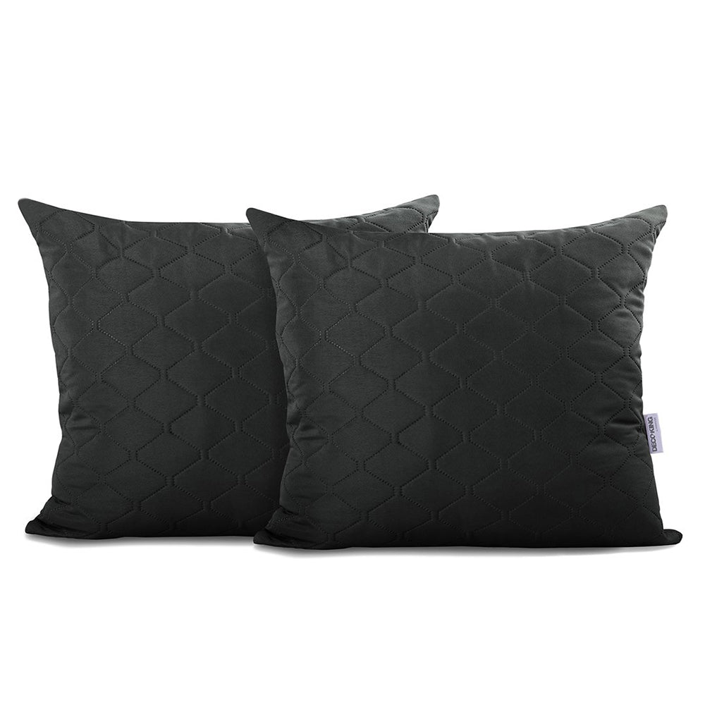 Set 2 huse perne decorative matlasate, Axel, 70 g/m2, Negru