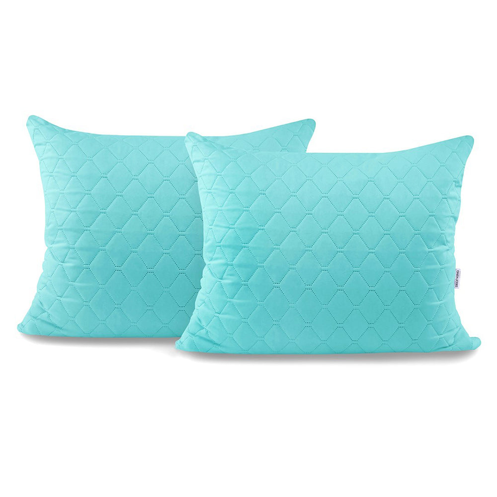 Set 2 huse perne decorative matlasate, Axel, 70 g/m2, Turcoaz
