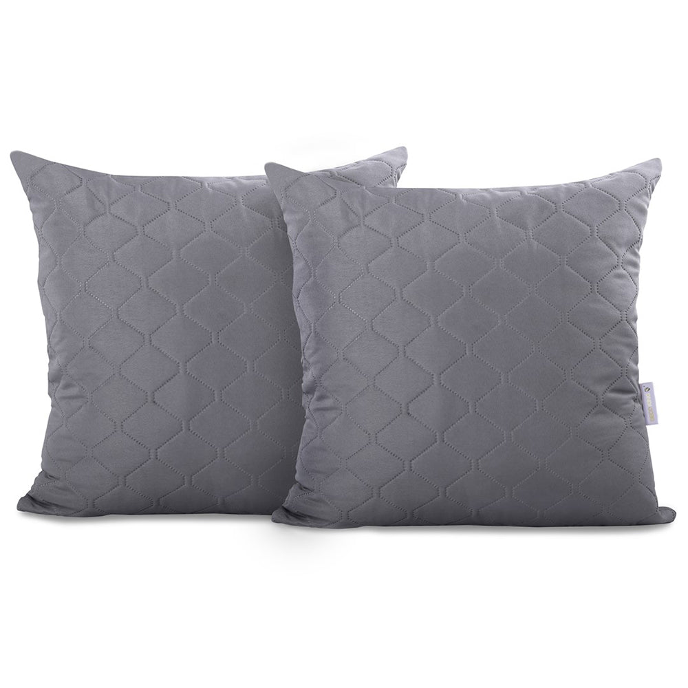 Set 2 huse perne decorative matlasate, Axel, 70 g/m2, Gri inchis