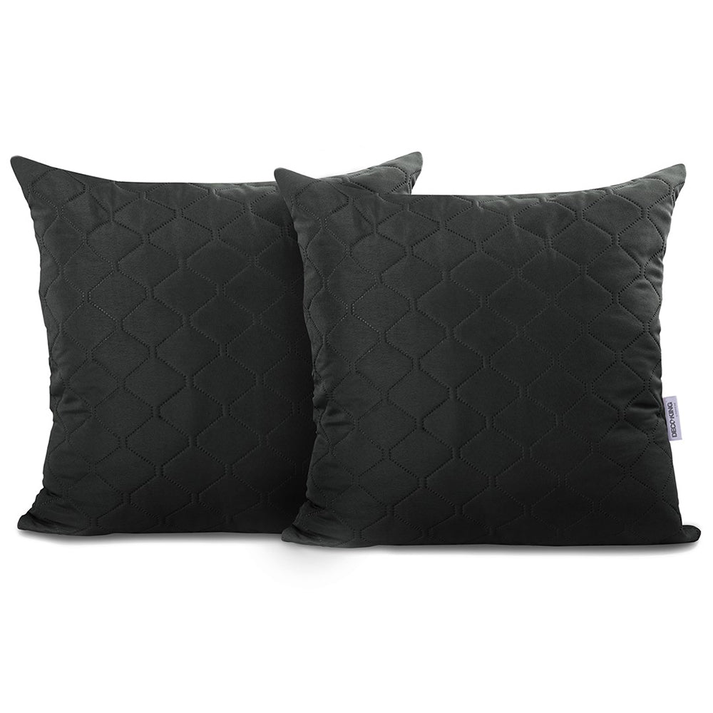 Set 2 huse perne decorative matlasate, Axel, 70 g/m2, Negru