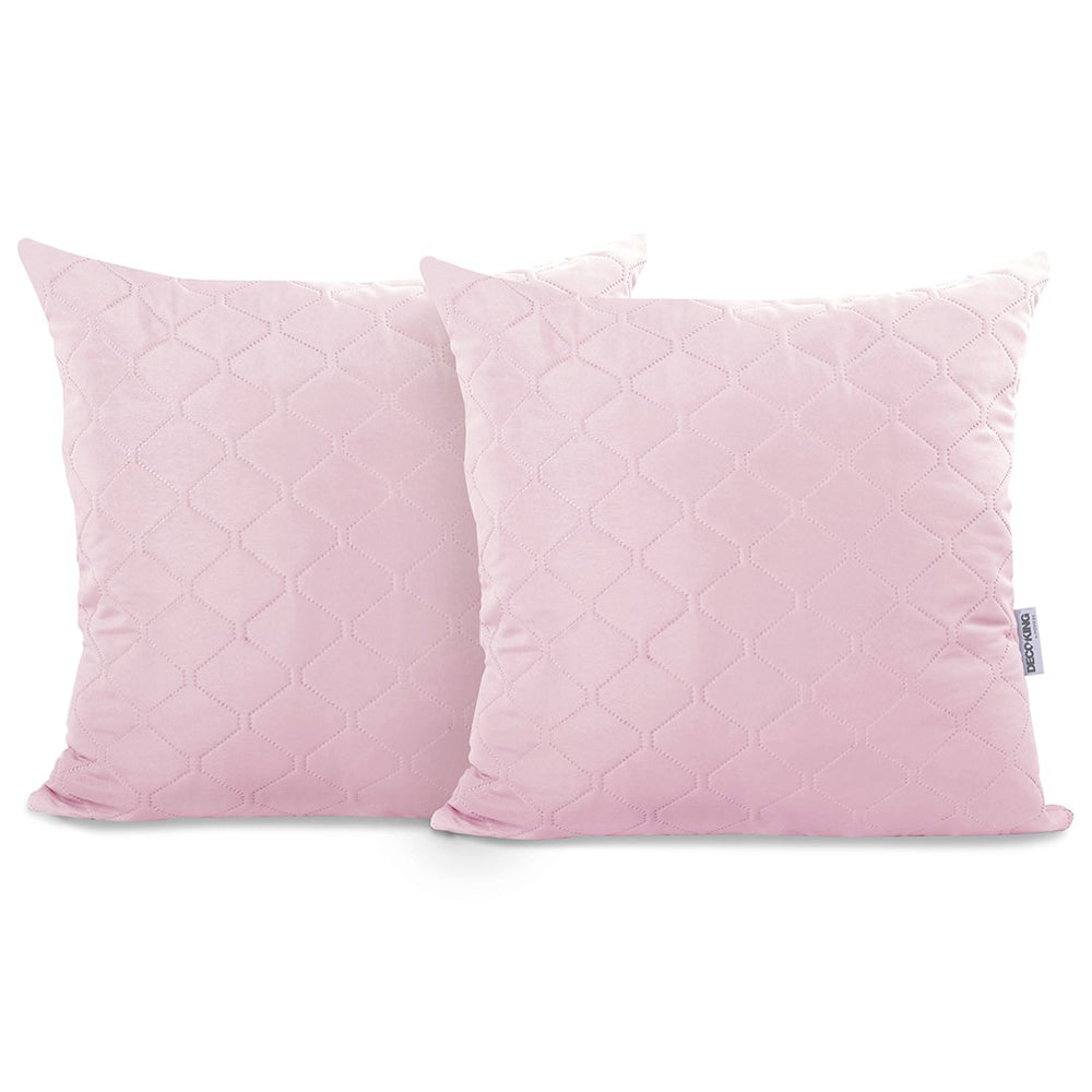 Set 2 huse perne decorative matlasate, Axel, 70 g/m2, Roz pudrat