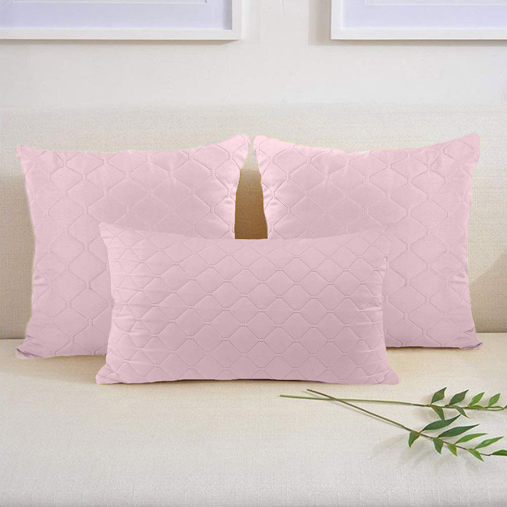 Set 2 huse perne decorative matlasate, Axel, 70 g/m2, Roz pudrat