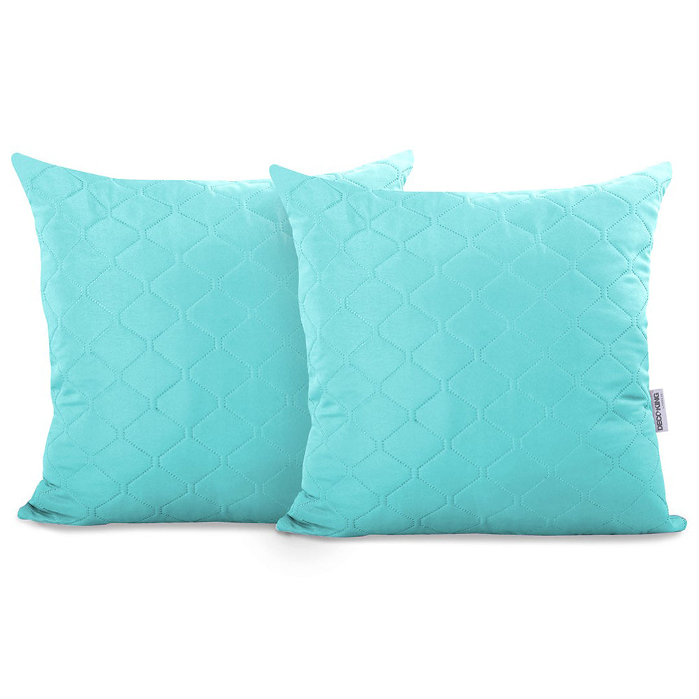 Set 2 huse perne decorative matlasate, Axel, 70 g/m2, Turcoaz