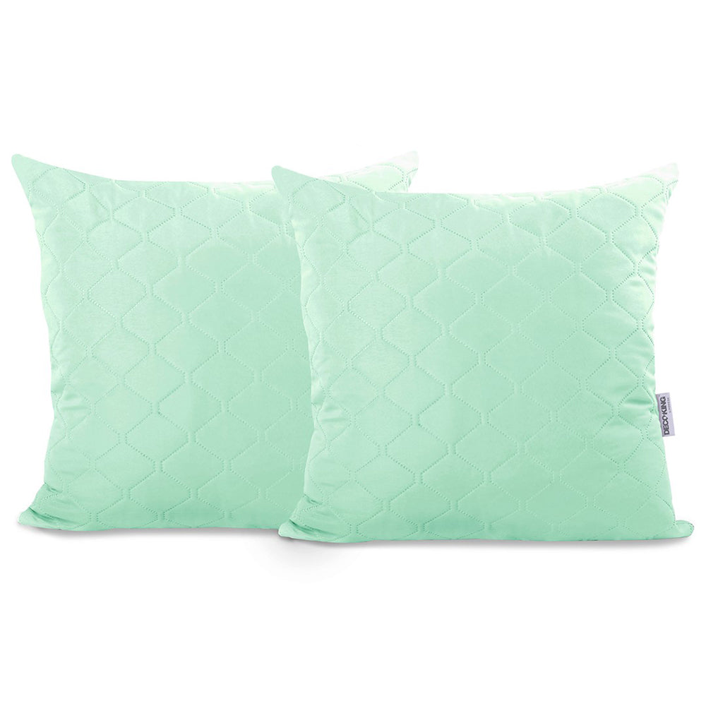 Set 2 huse perne decorative matlasate, Axel, 70 g/m2, Verde menta