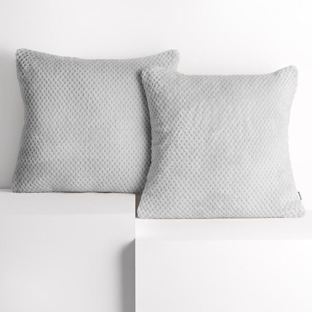 Set 2 huse pernute decorative cu fermoar, Henry, 240 g/m2, Alb