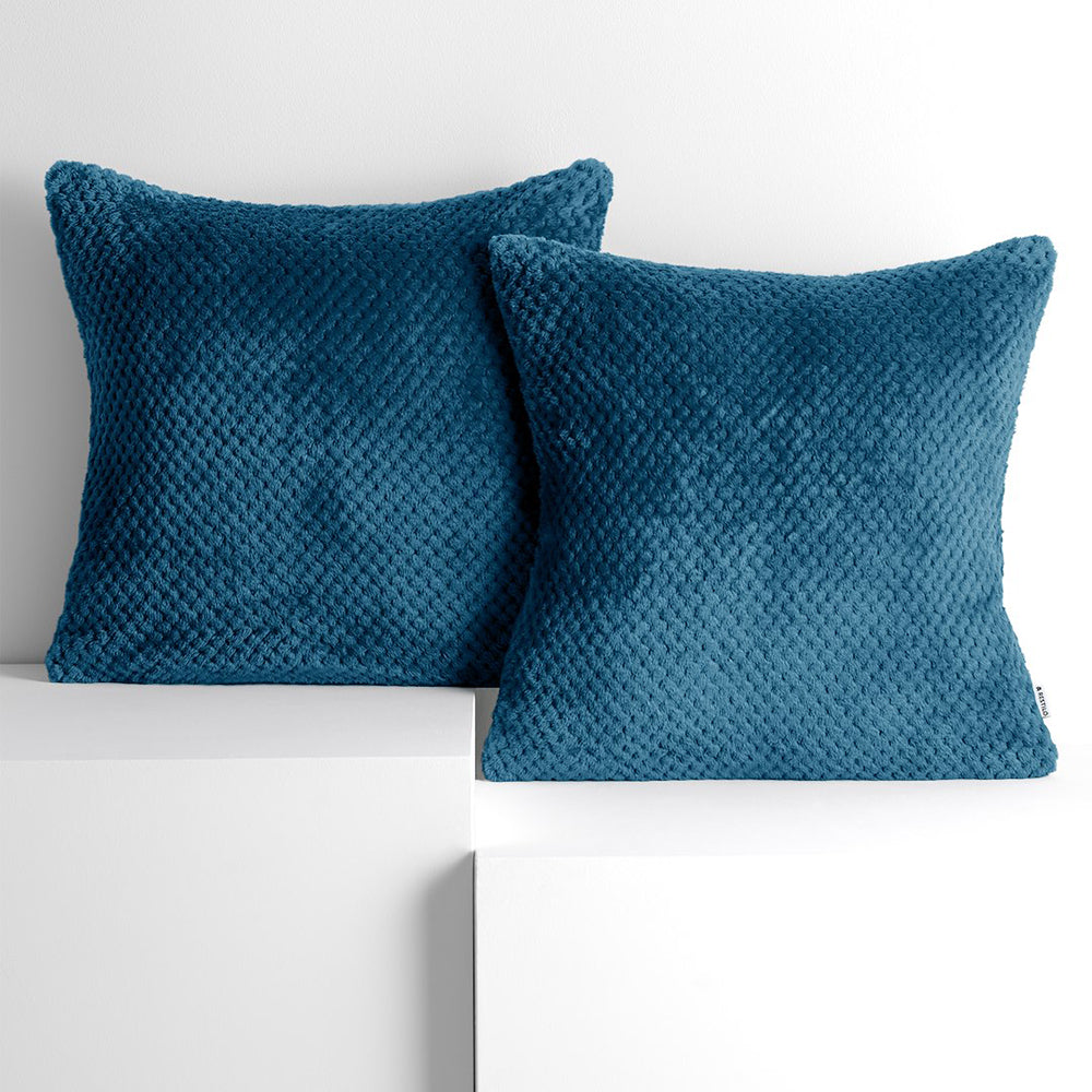 Set 2 huse pernute decorative cu fermoar, Henry, 240 g/m2, Albastru