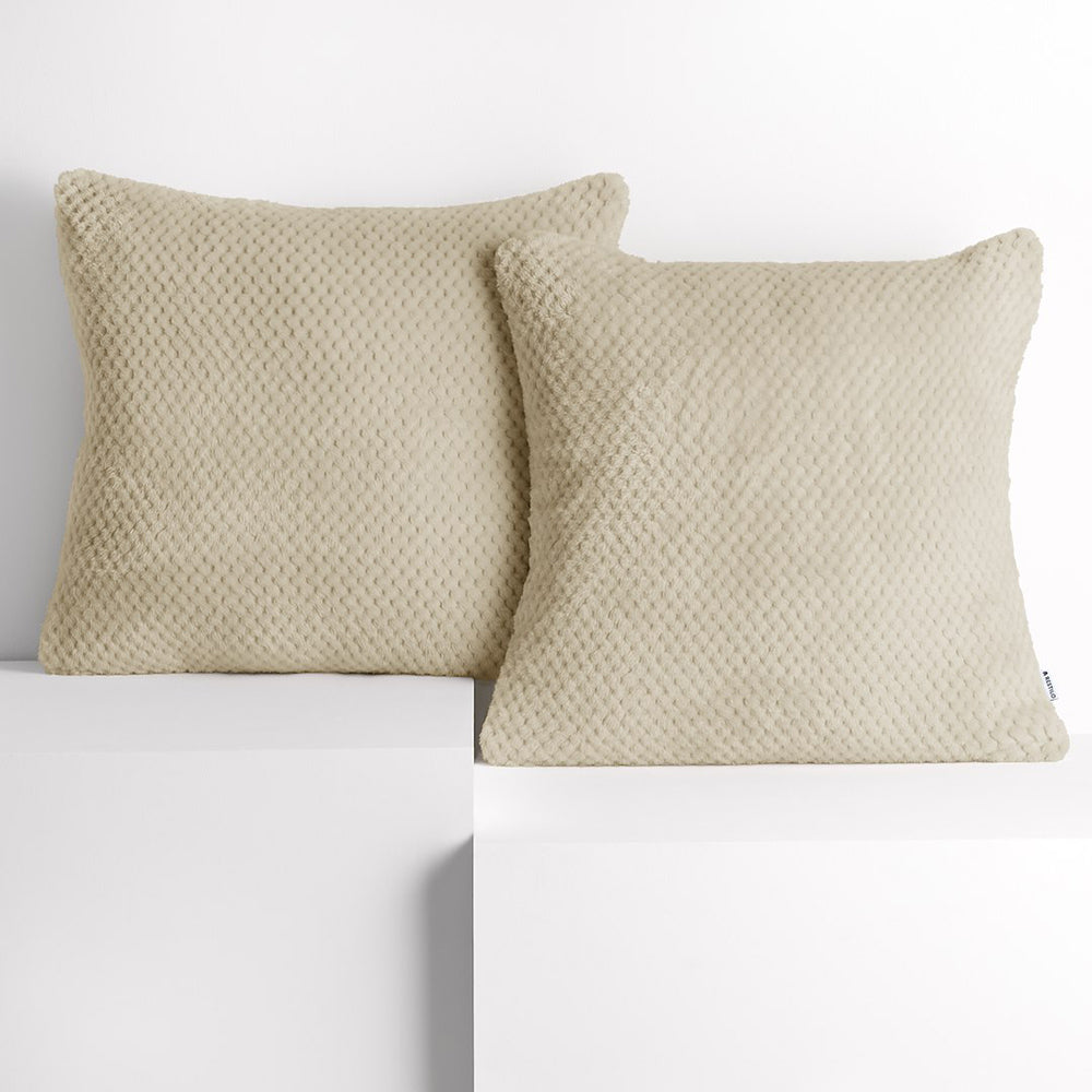 Set 2 huse pernute decorative cu fermoar, Henry, 240 g/m2, Bej