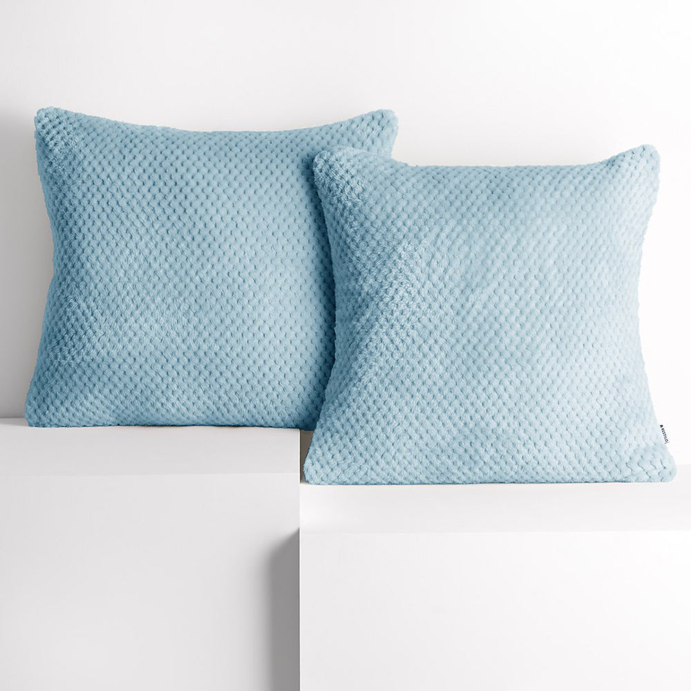 Set 2 huse pernute decorative cu fermoar, Henry, 240 g/m2, Baby blue