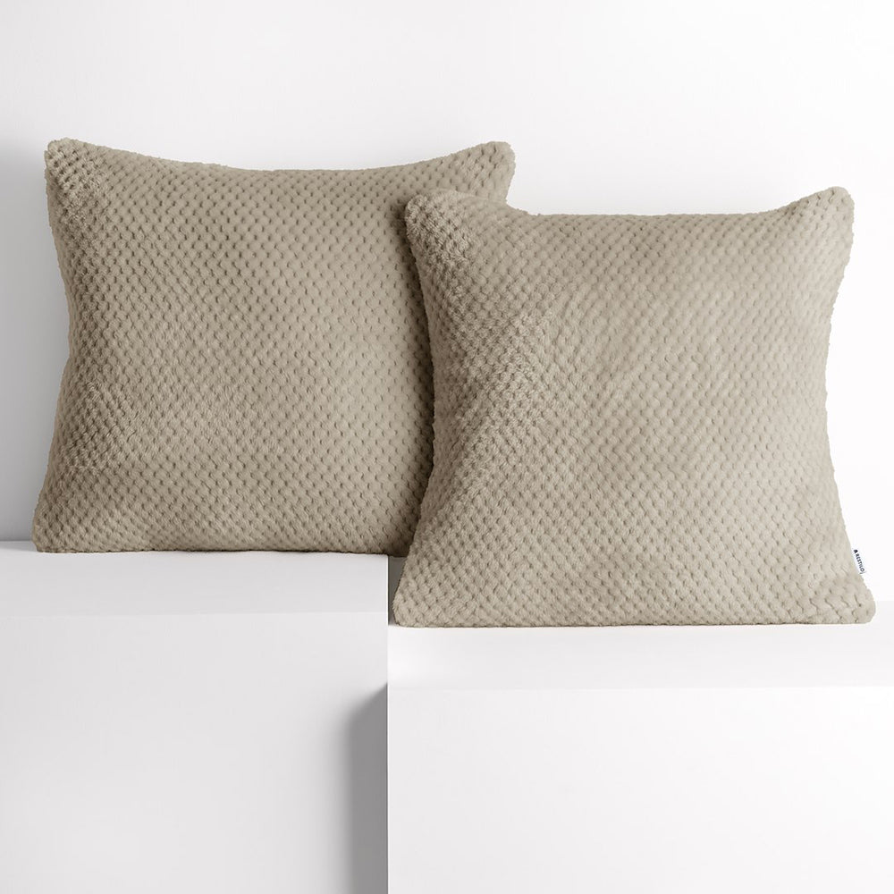 Set 2 huse pernute decorative cu fermoar, Henry, 240 g/m2, Cappuccino