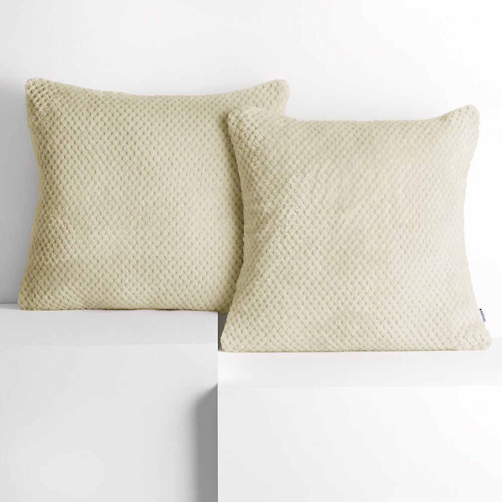 Set 2 huse pernute decorative cu fermoar, Henry, 240 g/m2, Crem