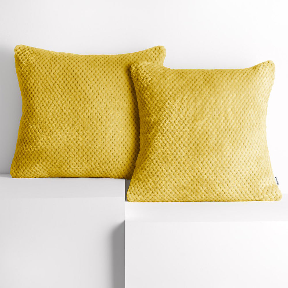 Set 2 huse pernute decorative cu fermoar, Henry, 240 g/m2, Galben