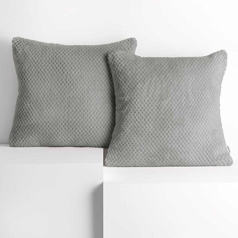 Set 2 huse pernute decorative cu fermoar, Henry, 240 g/m2, Gri