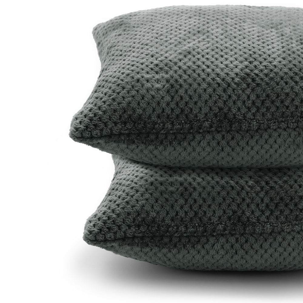 Set 2 huse pernute decorative cu fermoar, Henry, 240 g/m2, Gri inchis