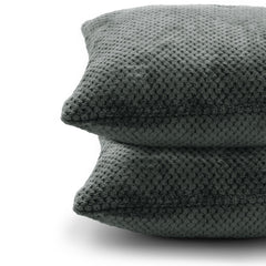 Set 2 huse pernute decorative cu fermoar, Henry, 240 g/m2, Gri inchis