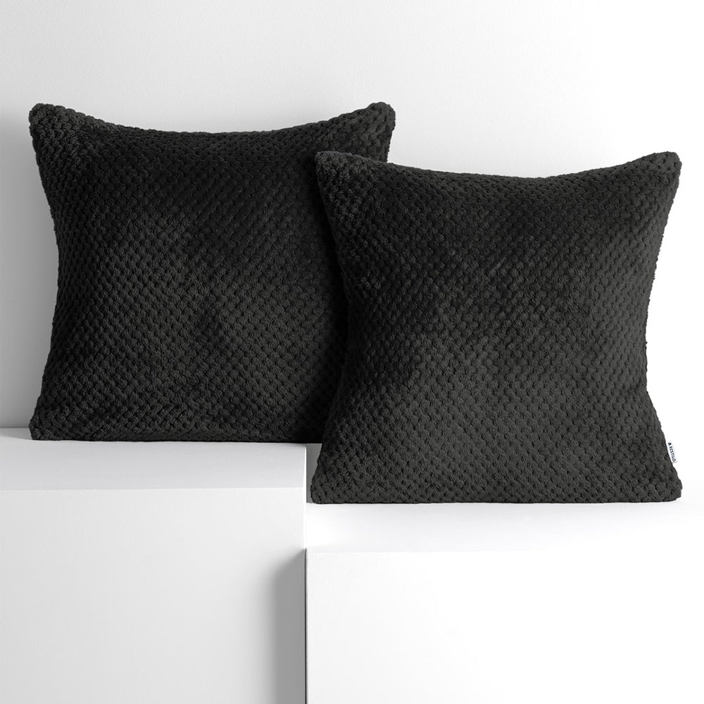 Set 2 huse pernute decorative cu fermoar, Henry, 240 g/m2, Negru