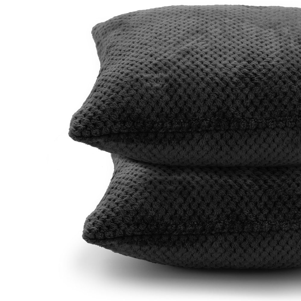 Set 2 huse pernute decorative cu fermoar, Henry, 240 g/m2, Negru